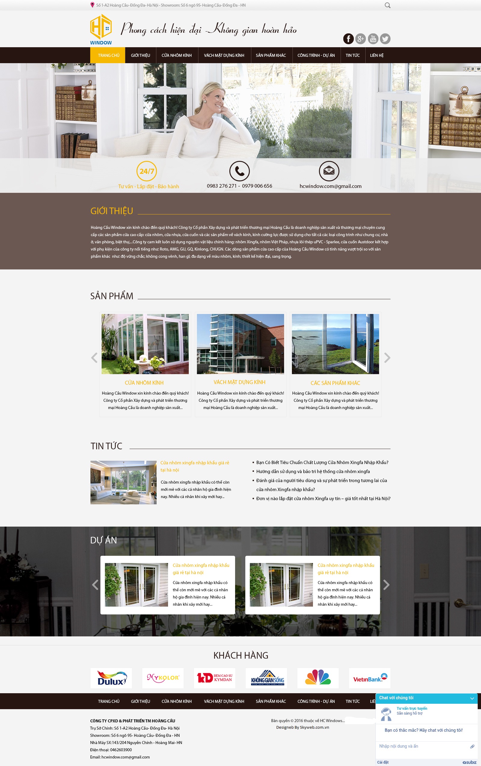 thiết kế website công ty cửa cuốn HC Windown