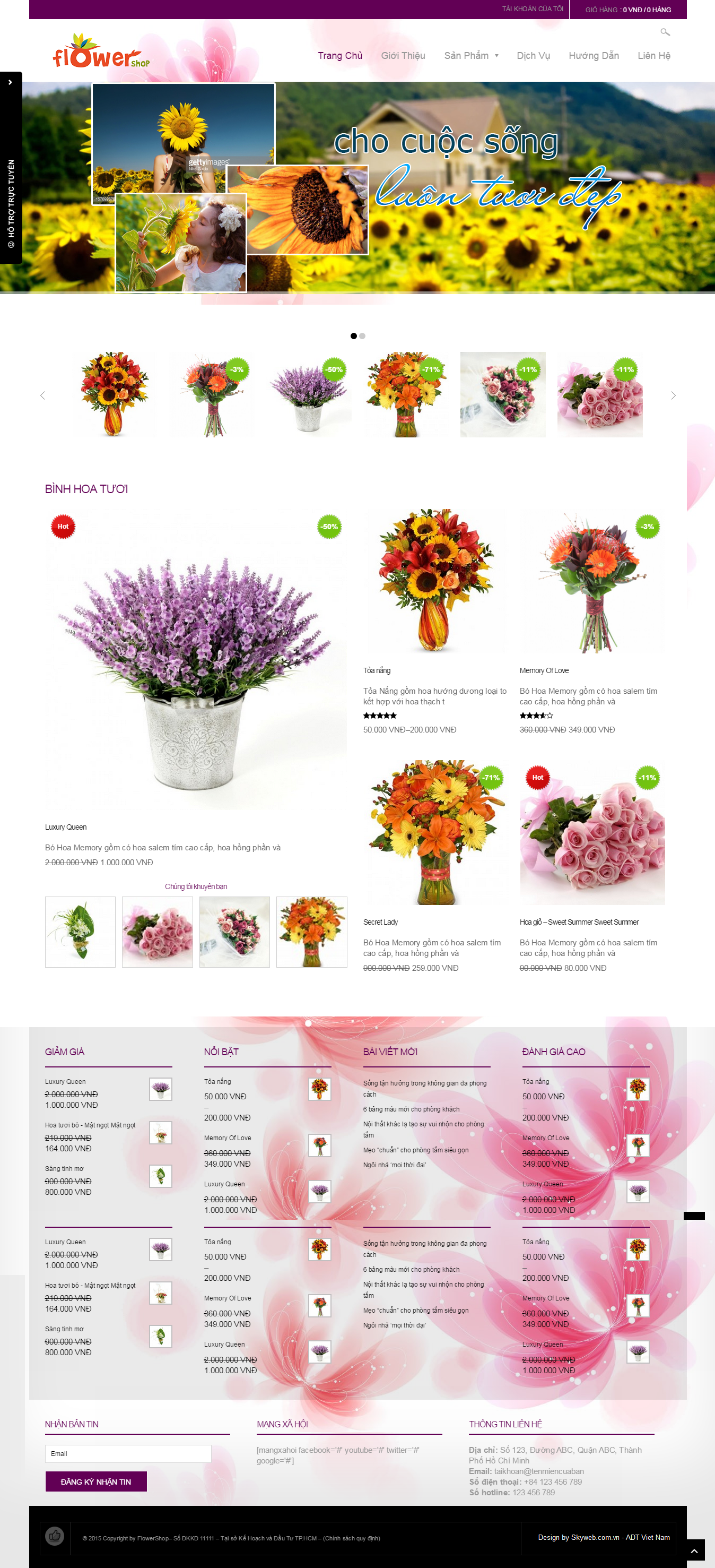 Thiết kế website bán hàng hoa tươi Flower