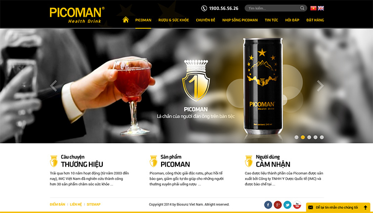 Thiết kế website nước uống giải độc rượu Picoman