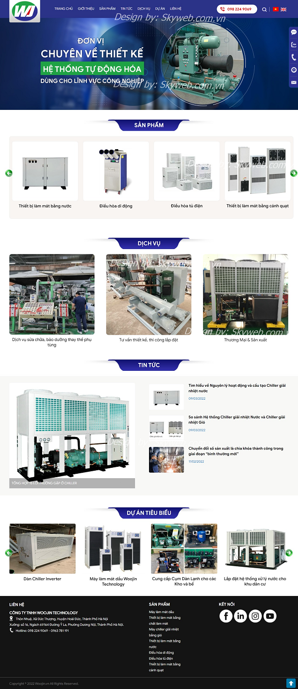 Thiết kế website giới thiệu công ty WOOJIN - Lĩnh vực máy làm mát, Chiller giải nhiệt