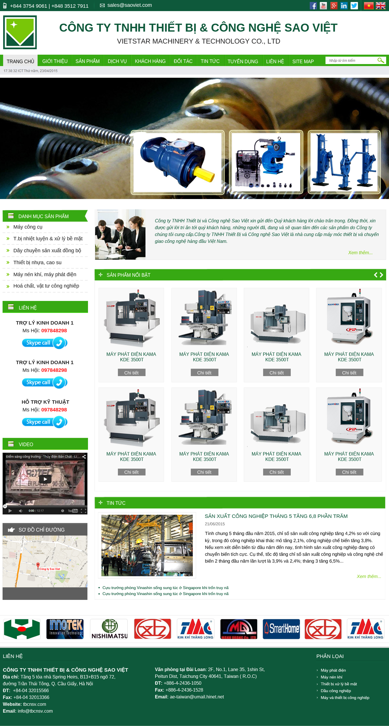Thiết kế website công ty TNHH thiết bị và công nghệ Sao Việt