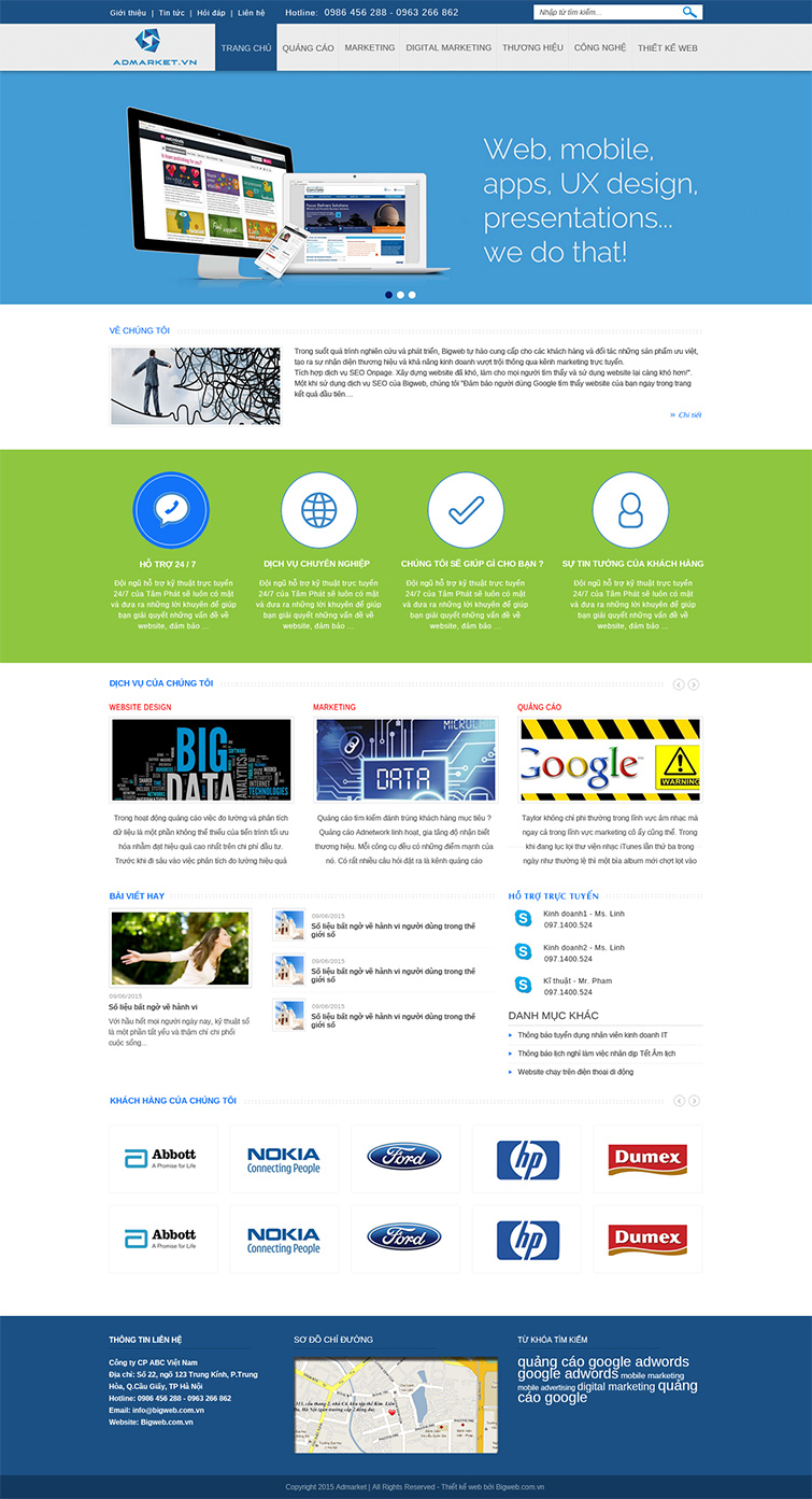 Mẫu thiết kế website giới thiệu dịch vụ quảng cáo trực tuyến