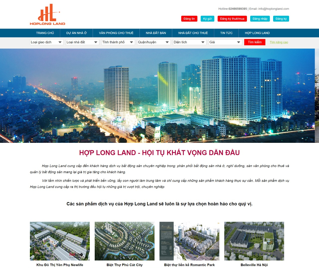Thiết kế website sàn giao dịch bất động sản Hoplongland