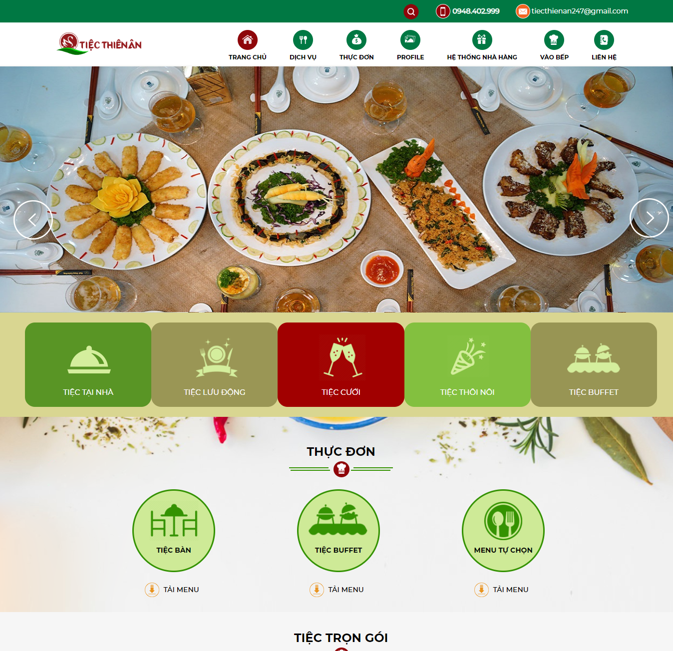 Thiết kế website công ty Tiệc Thiên Ân